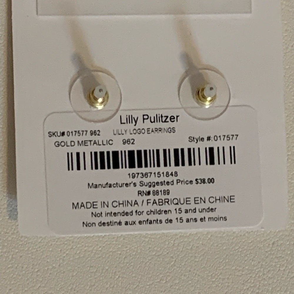 BRAND NEW Lilly Pulitzer ‘Lilly Logo Earrings’ - Picture 3 of 5